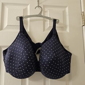 Cacique Navy Polka Dot Full Coverage Back Smoother Bra